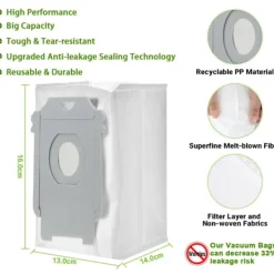 Dammsugare & Tillbehör-10 Dammsugarpåsar för iRobot Roomba i7, i7+, S9, S9+, i3, i3+, i4, i4+, i6, i6+, i8, i8+, J7, J7+, E5, E6, E7 - Kompatibel med iRobot Clean Base