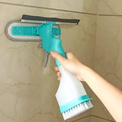 LBSS Fönsterrengöring-4 i 1 fönsterputssats med dubbelsidig svampskur/skrapa/spray/borste för badrumsglas