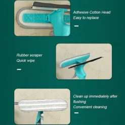 LBSS Fönsterrengöring-4 i 1 fönsterputssats med dubbelsidig svampskur/skrapa/spray/borste för badrumsglas