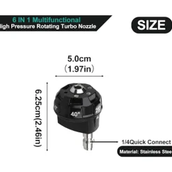OCEAN Högtryckstvättar-6 i 1 Högtrycks Roterande Turbo Munstycksadapter Multifunktionell Vattenpelare Skumpistol & Högtryckstvätt Pistol Adapter - Snabbkoppling Mässingsplugg | Fyndiq
