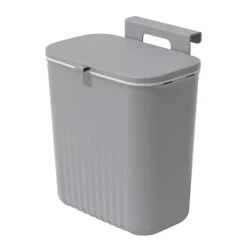 Soptunnor-9 liter hängande papperskorg med lock, väggmonterad soptunna kök kompostbehållare, plast papperskorg avfallskorg för skåp, skåpdörr[JUN]