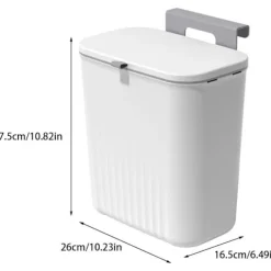 Soptunnor-9 liter hängande papperskorg med lock, väggmonterad soptunna kök kompostbehållare, plast papperskorg avfallskorg för skåp, skåpdörr[JUN]