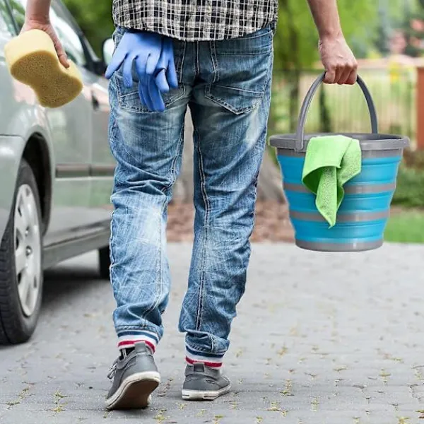 Städmoppar-10 liters hopfällbar mångsidig portabel rengörings-, fiske-, camping-silikonhink, platsbesparande design för hem och utomhus - Plattas till 5 cm