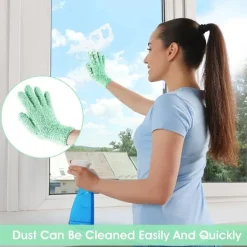 Rengöringsmedel-1 par mikrofiberdammhandskar, återanvändbara tvättbara rengöringshandskar vantar för växter hushållsrengöring bil persienner lampor