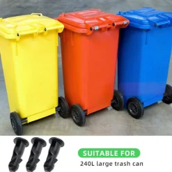 DMstore Soptunnor-3 Par Wheelie Bin Lock-stift, 67mm x 31mm Svart Plast Passar för 240L Hushålls-Wheelie Sopbehållare