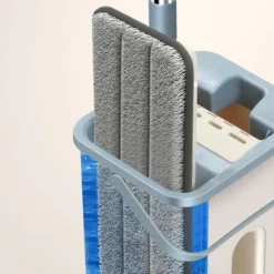 Holocky Städmoppar-360° Platt Press Mikrofiberplattor Mopphink Set, 1 Moppset + 2 Dynor