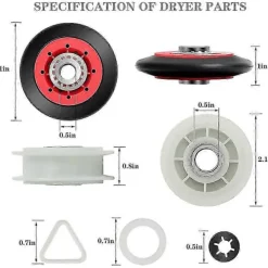 DAO Torktumlare-4392067 Reparationskit för torktumlare för , , , Torktumlare Inkluderar WPW10314173 Trumrulle [DB]
