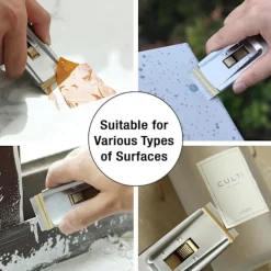 AcserGery Fönsterrengöring-2025 Senaste Modell Bates - Skrapa med metallrakblad, 10-pack, 100 extra blad, kraftig rengöringsskrapa i rostfritt stål