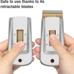 AcserGery Fönsterrengöring-2025 Senaste Modell Bates - Skrapa med metallrakblad, 10-pack, 100 extra blad, kraftig rengöringsskrapa i rostfritt stål