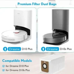 Dammsugare & Tillbehör-10 st Dammsugarpåsar för Dreame D10 Plus/Dreame D10s Plus Robotdammsugare, Dammsugarpåse Tillbehörssats Kompatibel med Dreame D10/D10s Plus