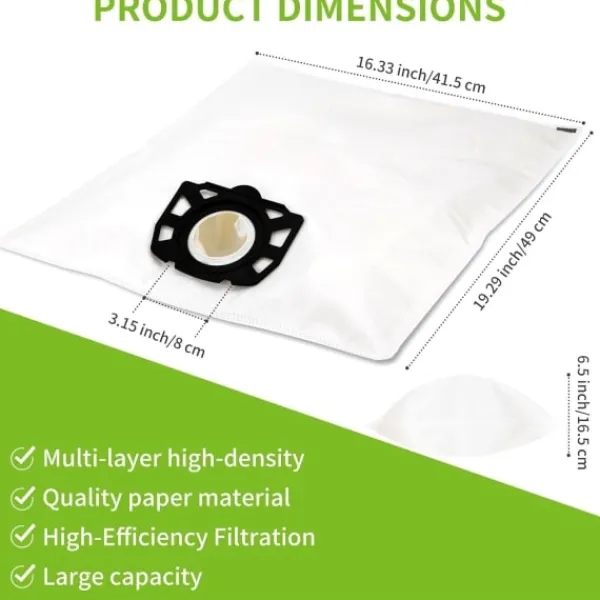 Dammsugare & Tillbehör-10 st dammsugarpåsar för Karcher dammsugare WD4 WD5 WD6 MV4 MV5 MV6