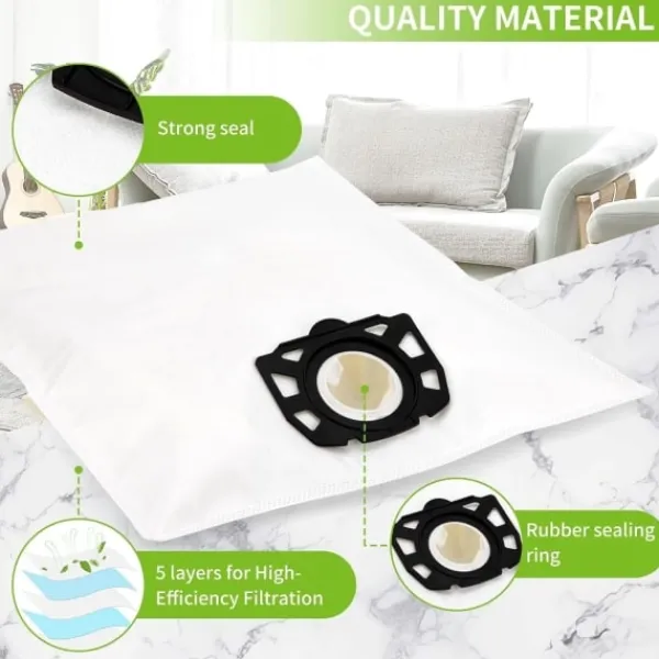 Dammsugare & Tillbehör-10 st dammsugarpåsar för Karcher dammsugare WD4 WD5 WD6 MV4 MV5 MV6