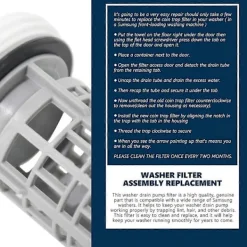 Tvättmaskiner-2 st DC97-16991B Tvättmaskin Avloppspump Filter Tvättmaskinsfilter Ersätter 4000059 AP5800143 PS