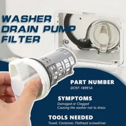 Tvättmaskiner-2 st DC97-16991B Tvättmaskin Avloppspump Filter Tvättmaskinsfilter Ersätter 4000059 AP5800143 PS