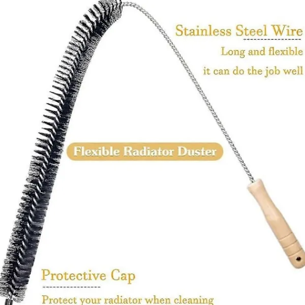 Dammsugare & Tillbehör-2 st Elementborste Flexibel Radiator Dammvippa med Trähandtag (73cm)
