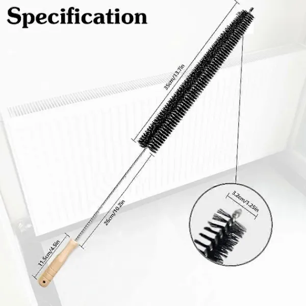 Dammsugare & Tillbehör-2 st Elementborste Flexibel Radiator Dammvippa med Trähandtag (73cm)