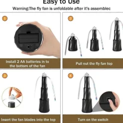 unbranded Skadedjur & Insekter-4 st Fläktar mot Flugor för Bord, Bordsfläkt Utomhus med Krok, Insektsavvisande Infällbara Flugfläktar