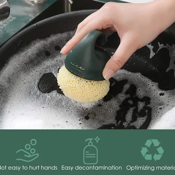 Rengöringsmedel-2 st gröna återanvändbara nanofiberrengöringsbollar, multifunktionellt rengöringsverktyg
