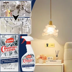 Rengöringsmedel-3 st Kronljuskrona Rengöring Dropptork Spray Kraftfull Kristallrengöring för Kronljuskrona Icke-randig Glasrengöring Vätska