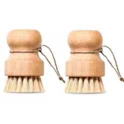 Rengöringsmedel-2 st miljövänliga diskborstar med nylonskaft och hamparep, träborste för kastruller, diskar och grönsaker