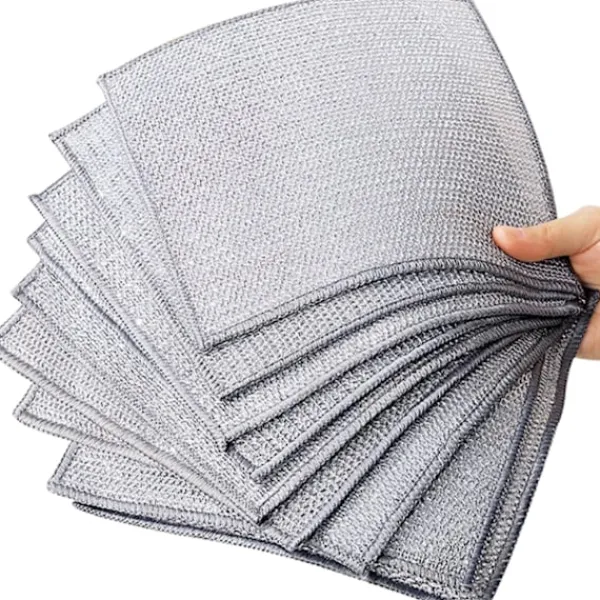 WAIDFU Svampar & Dukar-10 st Multifunktionell Disktrasor av Ståltråd, Metallrengöringsduk för Vått och Torrt double-deck: 20CM X 20CM