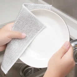 WAIDFU Svampar & Dukar-10 st Multifunktionell Disktrasor av Ståltråd, Metallrengöringsduk för Vått och Torrt double-deck: 20CM X 20CM