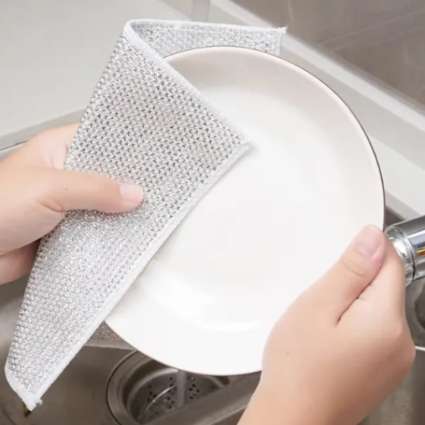 WAIDFU Svampar & Dukar-10 st Multifunktionell Disktrasor av Ståltråd, Metallrengöringsduk för Vått och Torrt double-deck: 20CM X 20CM