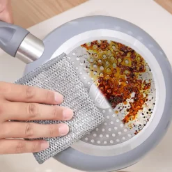 WAIDFU Svampar & Dukar-10 st Multifunktionell Disktrasor av Ståltråd, Metallrengöringsduk för Vått och Torrt double-deck: 20CM X 20CM