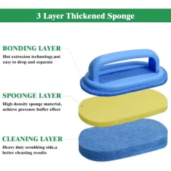 BRONZE Svampar & Dukar-3 st Rengöringssvampar med Handtag, Badsvampar för Rengöring Kraftig Icke-Repande Skrubber Golv Vägg Fog Kök Diskbänk Rengöringsborste (BR)