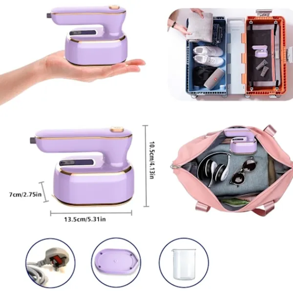 Strykjärn-1 st. Resefärg, 1000W Vikbar Handhållen Mini Ångstrykjärn, 180° Rotationshandtag Strykjärn