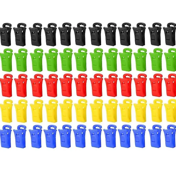 DMstore Tvättillbehör-60 Strumpklämmor för Tvättmaskin och Torktumlare, Strumpklämmor med Krokar, Strump Hållare Tvättmaskin, Dir Wigslar