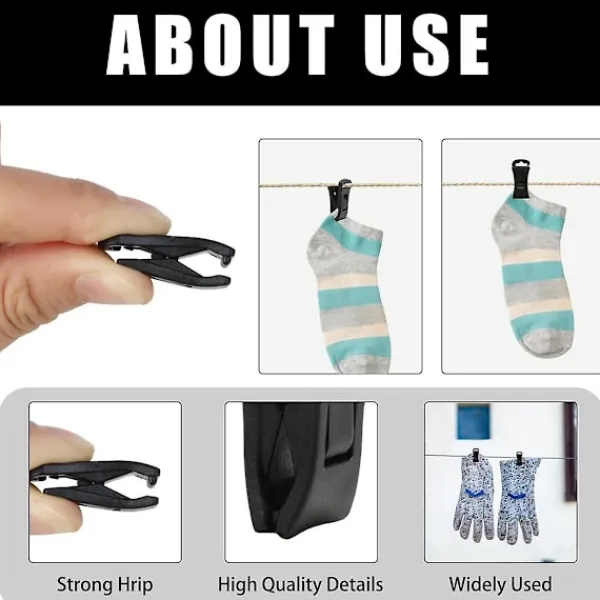 Tvättillbehör-50 Strumpklämmor för Tvättmaskin och Torktumlare, Klämmor för Tvätten, Strumpklämmor, Handduksklämmor för Tvätten