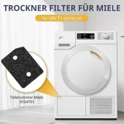 Vett Torktumlare-4 stycken filter Kompatibla med Miele T1-serien torktumlare 9164761 reservdel torktumlare fin/grov 207 x 157 x 30 mm