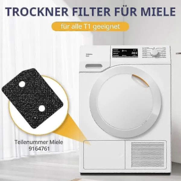 Vett Torktumlare-4 stycken filter Kompatibla med Miele T1-serien torktumlare 9164761 reservdel torktumlare fin/grov 207 x 157 x 30 mm