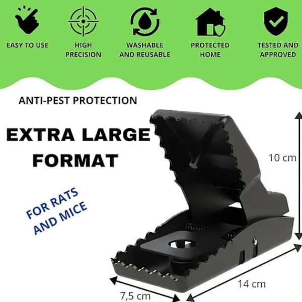 NICEGOU Skadedjur & Insekter-6 stycken Mus- och Råttfällor XXL, Kraftfull Smällfälla, Effektiv och Återanvändbar Bekämpa Gnagare och Skadedjur i Ditt Hem Eller Trädgård. Adjö Ultraljud E | Fyndiq