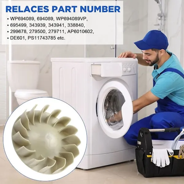 Torktumlare-694089 Torktumlare fläkt hjul, ersättning torktumlare fläkt montering kompatibel med de flesta torktumlare-ersätter PS11743785 279500