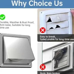 Torktumlare-4 tums Torktumlare Ventilationslucka Utomhusvägg med Dämpad Återgångsspärr, Extern Utsugsventil Vägg, Rostfri Ventilationslucka - XinHan