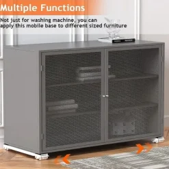 Tvättmaskiner-2 Tvättmaskinsställ med hjul, kompatibla med tvättmaskin, kylskåp, torktumlare, frys, stöder upp till 300 kg, 24 hjul, broms ingår [YDE]