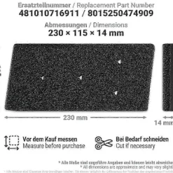 Torktumlare-2 x Filter för Bauknecht Privileg Whirlpool HX 481010716911 Torktumlare, 230 x 115 x 14 mm