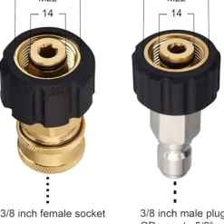 Superp Högtryckstvättar-Adapterset för högtryckstvättsslang, M22 till 3/8 snabbkoppling för högtryckstvättareslang, 5000 PSI