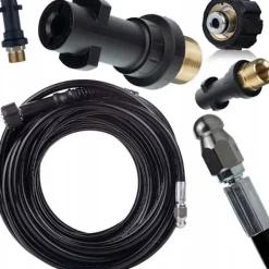 Rosfix Högtryckstvättar-Avloppsrensarslang 40M M22 med Adapter – Högt Tryck | Flexibel | Kompatibel med Karcher K2, K4, HD