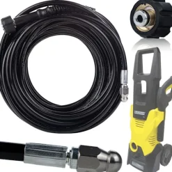 Rosfix Högtryckstvättar-Avloppsrensarslang 40M M22 med Adapter – Högt Tryck | Flexibel | Kompatibel med Karcher K2, K4, HD