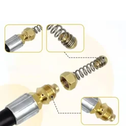 Rosfix Högtryckstvättar-Avloppsslang 10 M för Högtryckstvätt – Mässingsfjädermunstycke | 200 Bar | Kompatibel med Kranzle D12, Nilfisk Alto