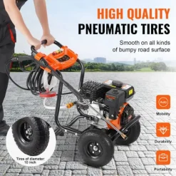 DUOKU Högtryckstvättar-Bensin Högtryckstvätt--3500 PSI 2,6 GPM-Aluminumpump-Set med 5 Munstycken-med Metallvagn