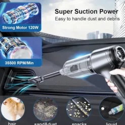 Dammsugare & Tillbehör-Bil dammsugare 95000PA trådlös bärbar dammsugare bil hem stark sug handhållen