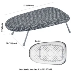 DUOKU Strykjärn-Bordstrykbräda för bord--Liten bordstrykbräda på 23,4x14,4 tum-med värmebeständig överdrag-100 % bomull överdrag