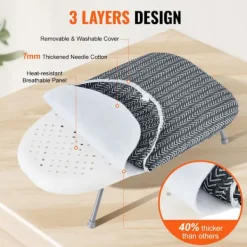 DUOKU Strykjärn-Bordstrykbräda för bord--Liten bordstrykbräda på 23,4x14,4 tum-med värmebeständig överdrag-100 % bomull överdrag