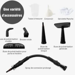 COSTWAY Ångtvättar-Bärbar Handhållen Ångtvätt 900-1050W för Vägglöss Vattentank 350ML under Tryck 3 Bar Hem/Bil