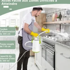 COSTWAY Ångtvättar-Bärbar Handhållere Steam Cleaner 1000W Sängbuggar - 300ml Tank 10 Tillbehör Temperatur 95°C 3 Bar