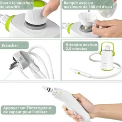 COSTWAY Ångtvättar-Bärbar Handhållere Steam Cleaner 1000W Sängbuggar - 300ml Tank 10 Tillbehör Temperatur 95°C 3 Bar